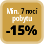 Zaplaťte minimálně 7 nocí a získáte 15% slevu.